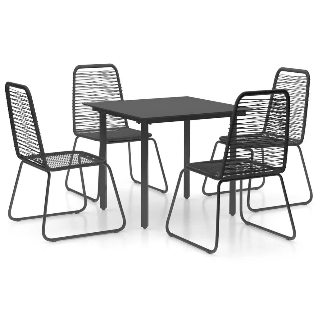 Lauko baldų komplektas Sodo valgomojo komplektas, 5 dalių, juodas, PVC ratanas