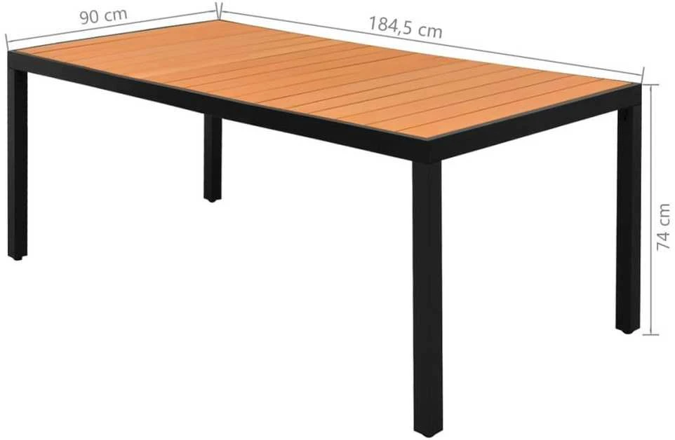 Lauko baldų komplektas Sodo valgomojo komplektas, 7 dalių, juodas/rudas, PVC ratanas