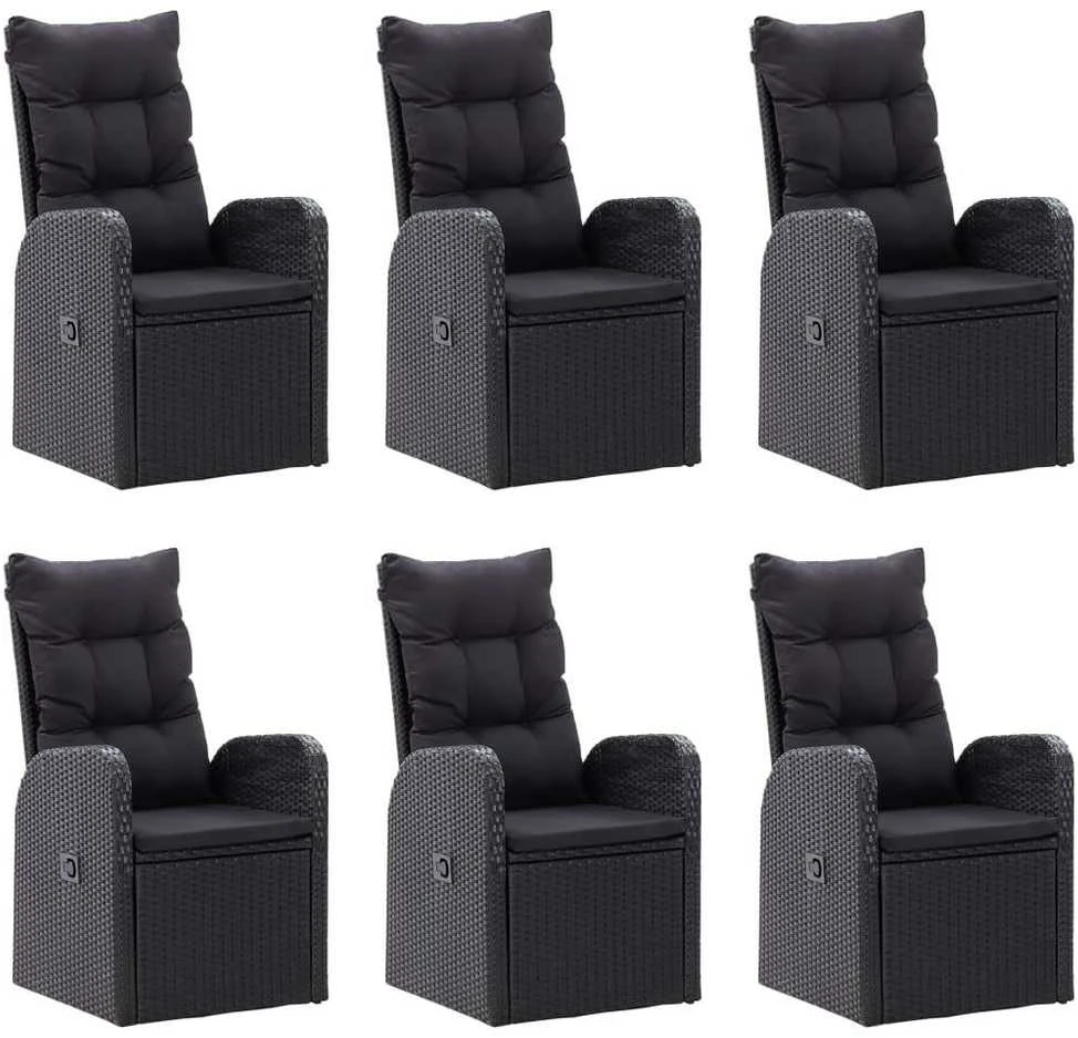Lauko baldų komplektas Sodo valgomojo komplektas, 7 dalių, juodas (147876+3x46065)