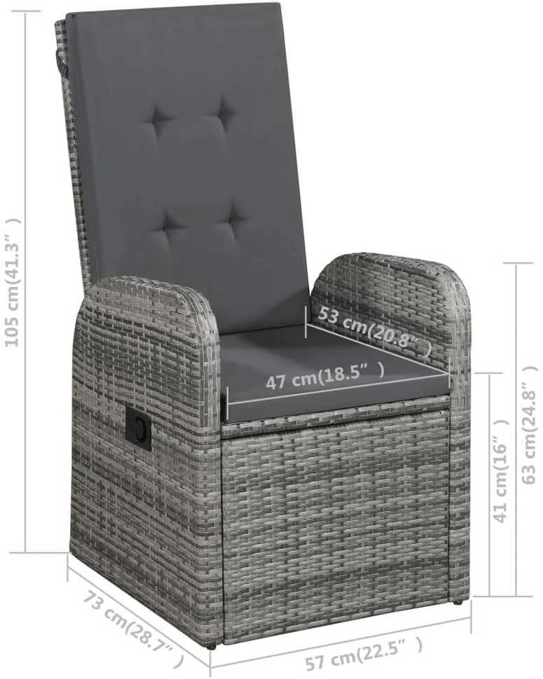 Lauko baldų komplektas Sodo valgomojo komplektas, 7 dalių, pilkas (147876+3x47676)