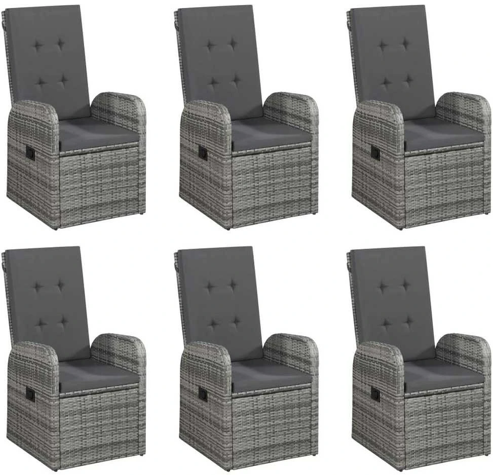 Lauko baldų komplektas Sodo valgomojo komplektas, 7 dalių, pilkas (147876+3x47676)