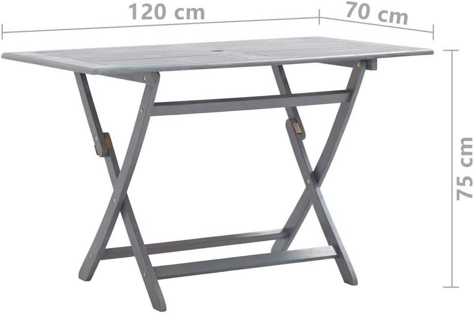 Lauko baldų komplektas Sodo valgomojo komplektas, 7 dalių, pilkas, akacijos masyvas