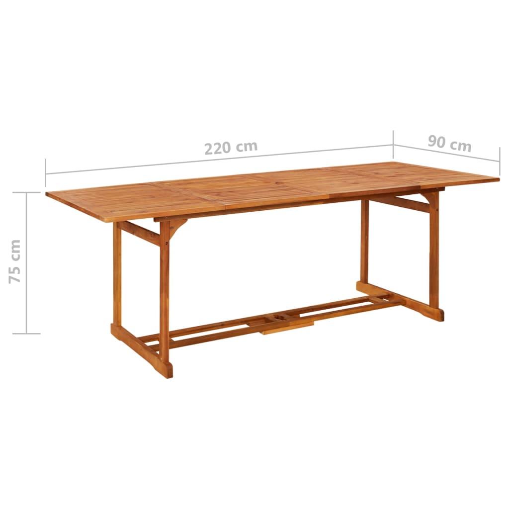 Lauko baldų komplektas Sodo valgomojo komplektas, 9 dalių, 220x90x75 cm, akacija