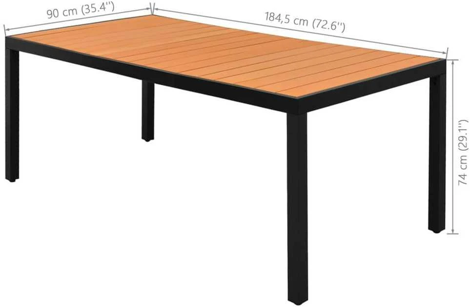 Lauko baldų komplektas Sodo valgomojo komplektas, 9 dalių, juodas/rudas, PVC ratanas
