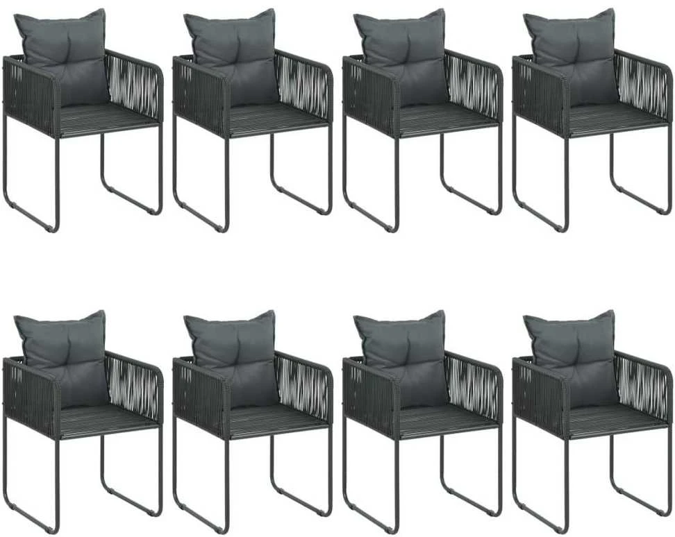 Lauko baldų komplektas Sodo valgomojo komplektas, 9 dalių, juodas/rudas, PVC ratanas