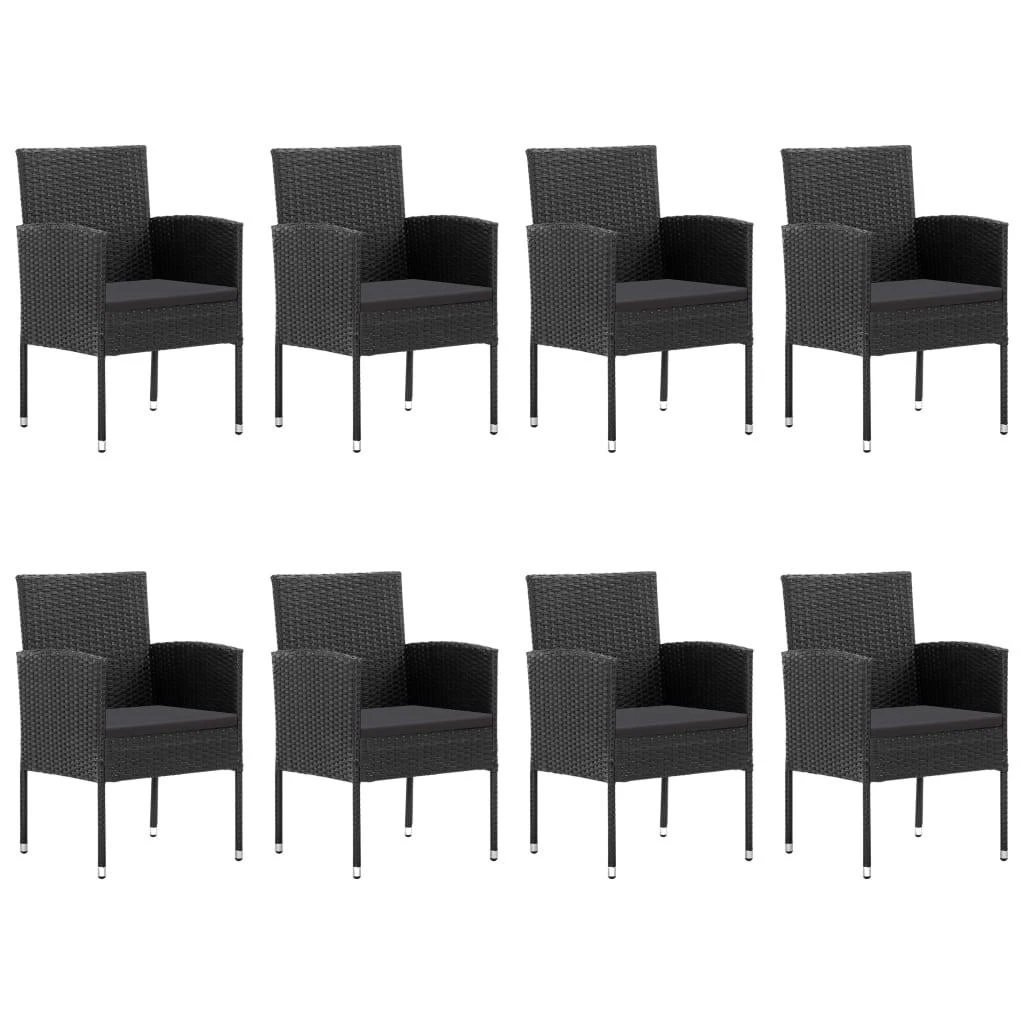 Lauko baldų komplektas Sodo valgomojo komplektas, 9 dalių, juodas (147877+2x313127)