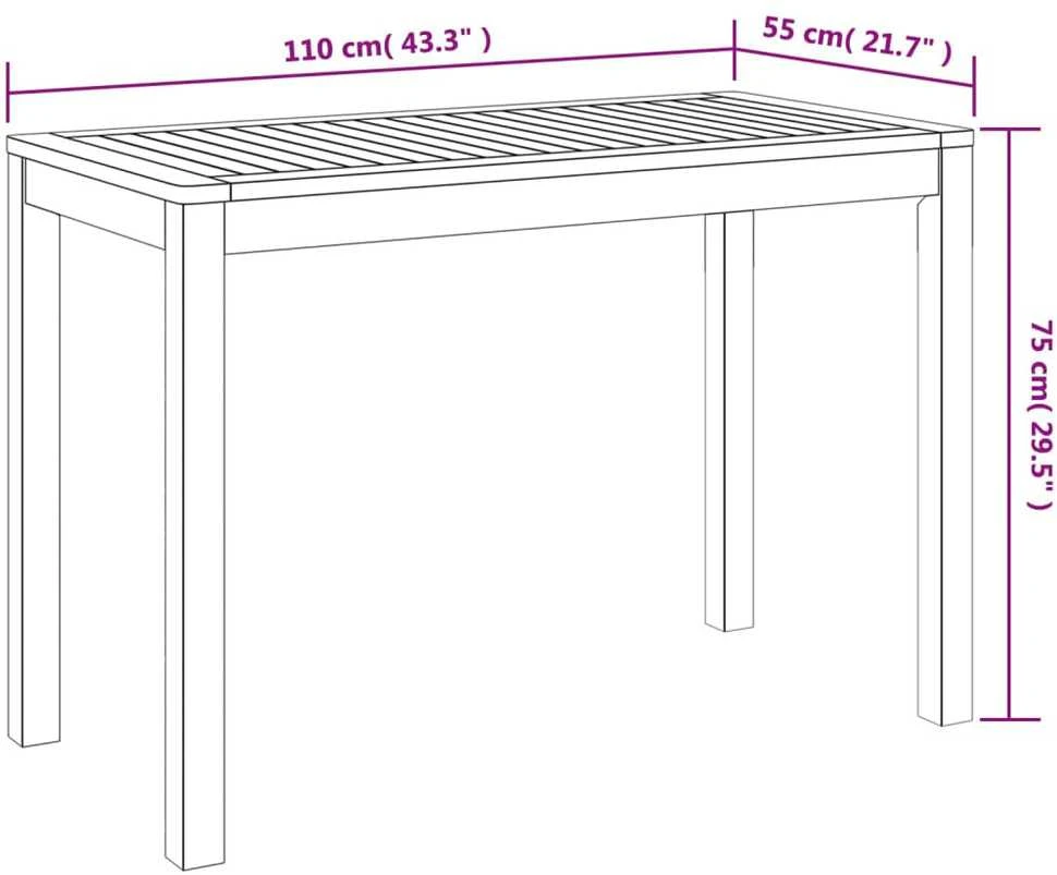 Sodo valgomojo stalas, 110x55x75cm, akacijos medienos masyvas