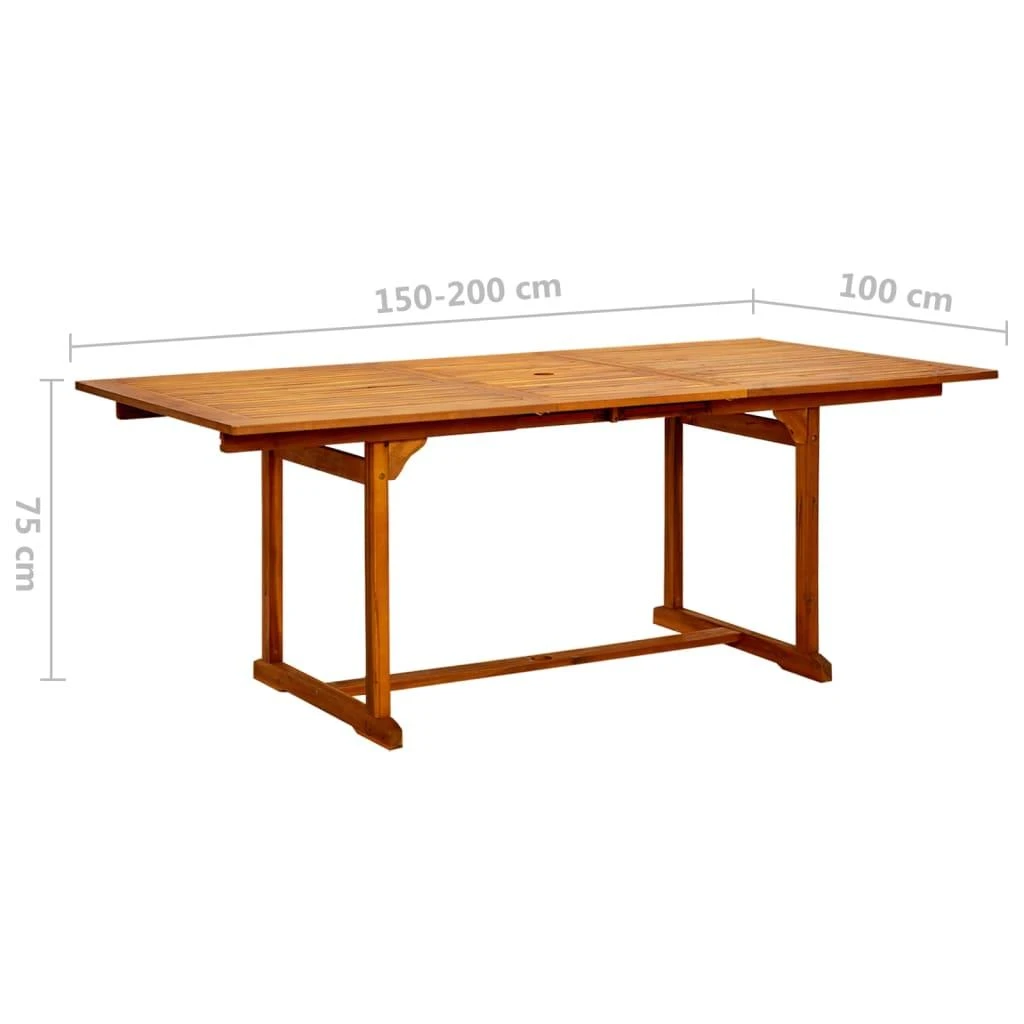 Sodo valgomojo stalas, (150–200)x100x75cm, akacijos masyvas