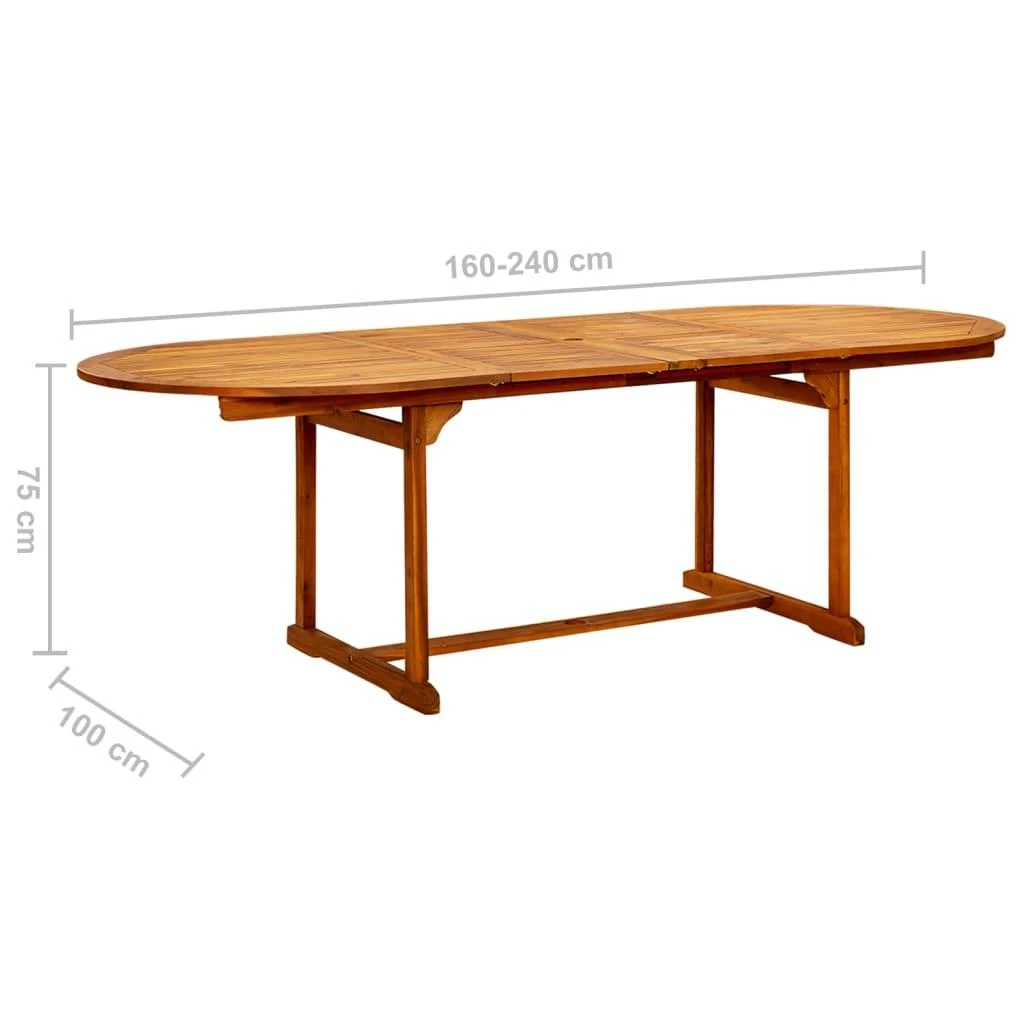 Sodo valgomojo stalas, (160–240)x100x75cm, akacijos masyvas