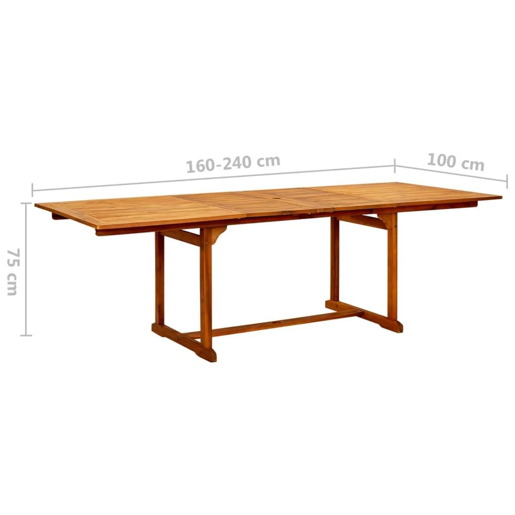 Sodo valgomojo stalas, (160–240)x100x75cm, akacijos masyvas