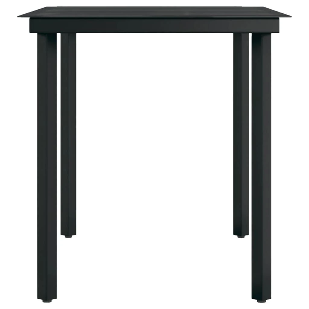 Sodo valgomojo stalas, juodas, 140x70x74cm, plienas ir stiklas
