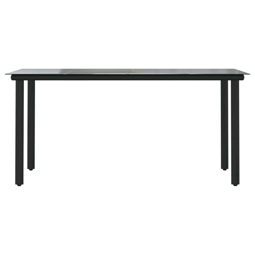 Sodo valgomojo stalas, juodas, 160x80x74cm, plienas ir stiklas