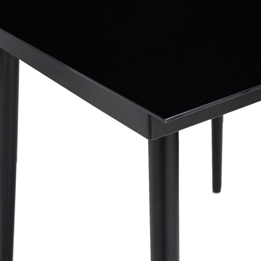 Sodo valgomojo stalas, juodas, 200x100x74cm, plienas ir stiklas