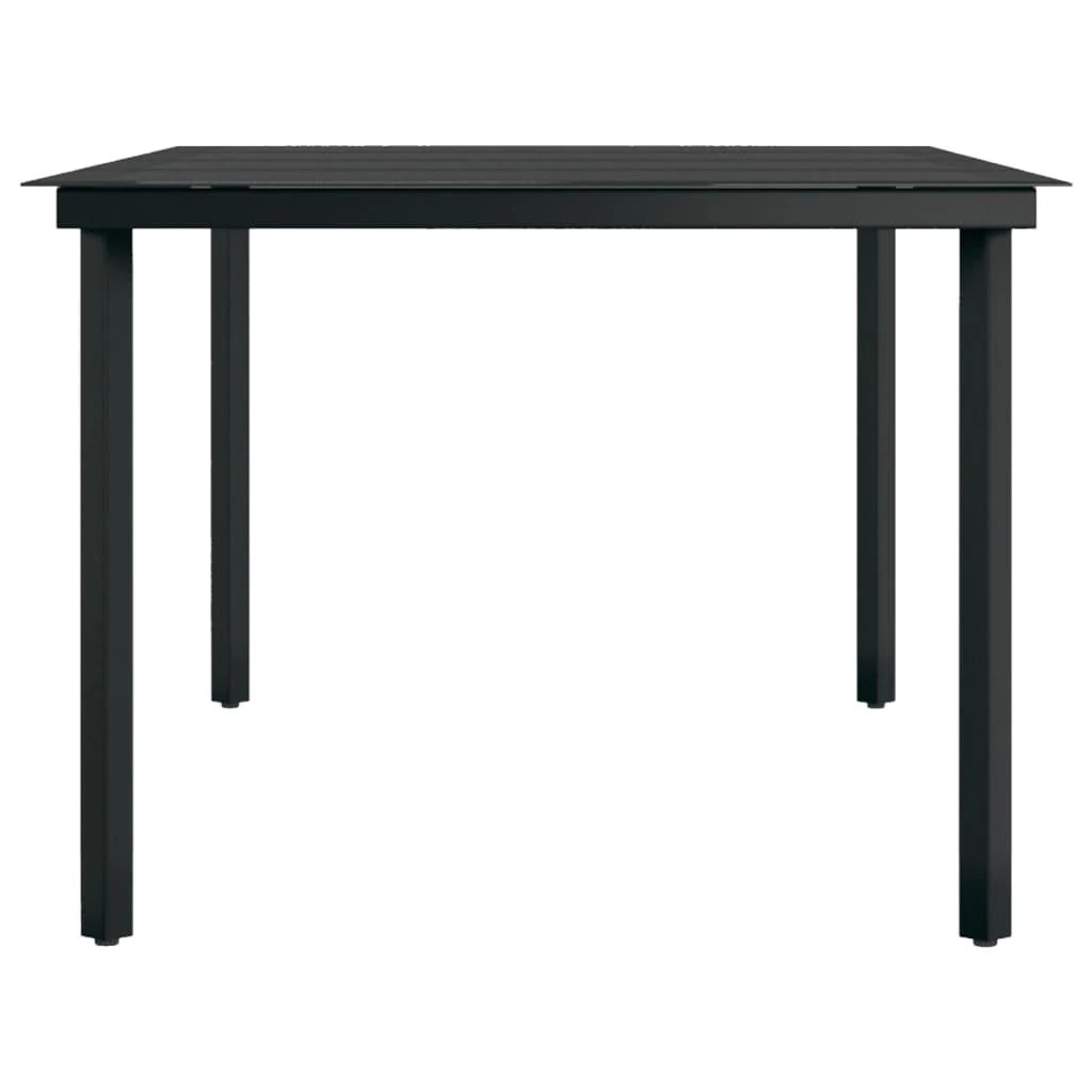 Sodo valgomojo stalas, juodas, 200x100x74cm, plienas ir stiklas