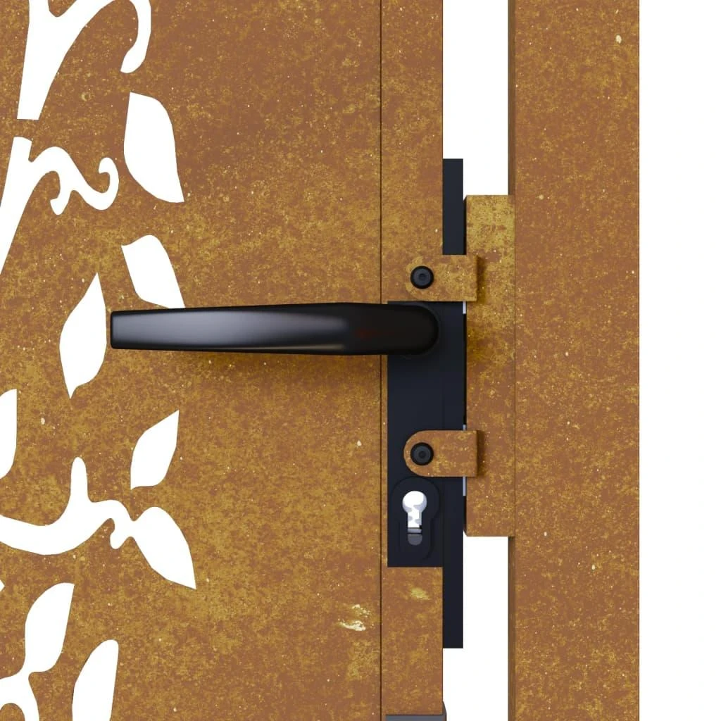 Sodo vartai, 105x155cm, corten plienas, medžio dizaino
