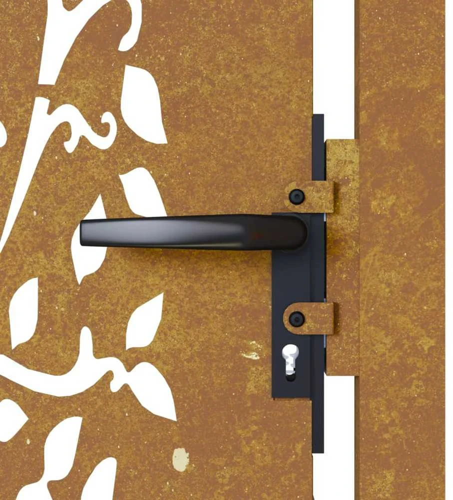 Sodo vartai, 105x80cm, corten plienas, medžio dizaino