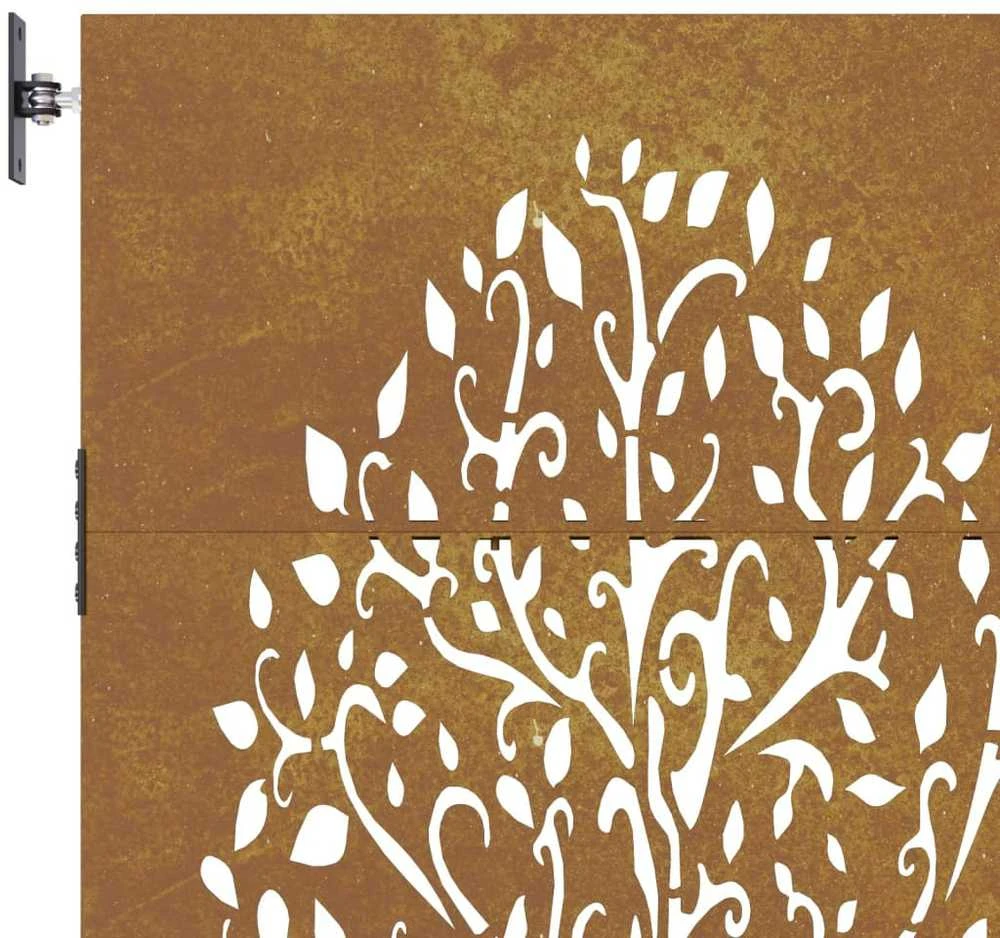 Sodo vartai, 85x100cm, corten plienas, medžio dizaino