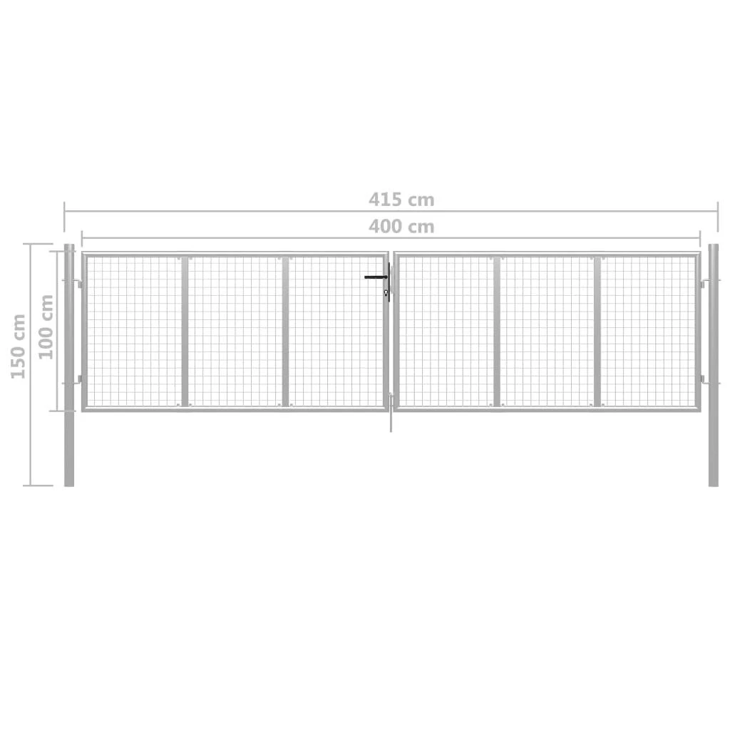 Sodo vartai, sidabriniai, 415x150cm, galvanizuotas plienas