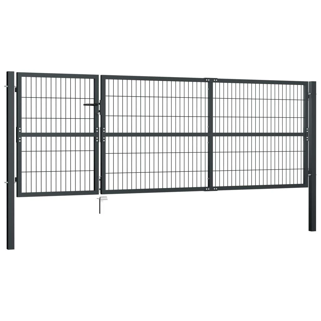 Sodo vartai su stulpais, antracito sp., 350x100 cm, plienas