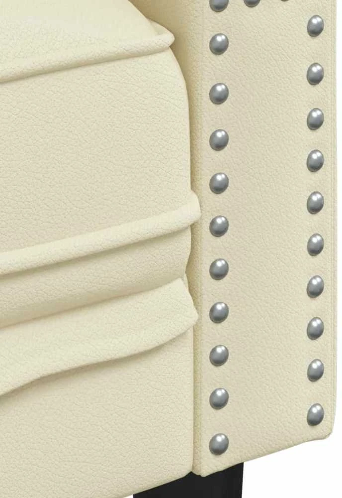 Sofa Chesterfield sofų komplektas, 2 dalių, kreminė, dirbtinė oda