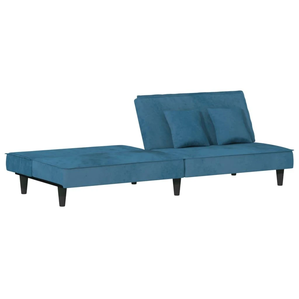 Sofa-lova, mėlynos spalvos, aksomas