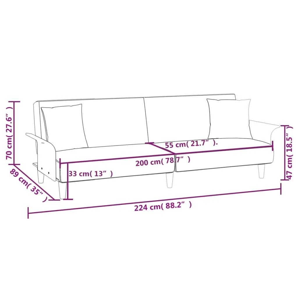 Sofa-lova su porankiais, šviesiai pilkos spalvos, audinys