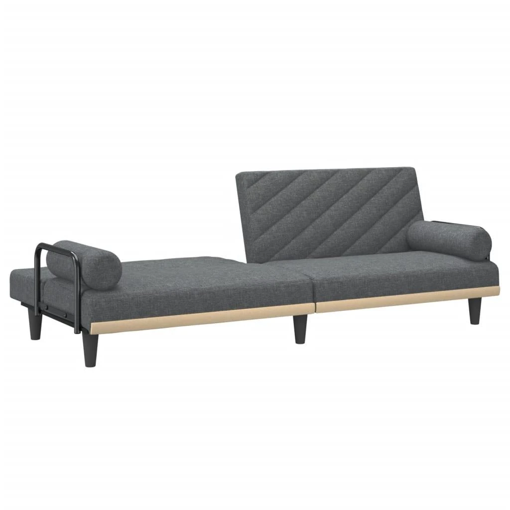 Sofa-lova su porankiais, tamsiai pilkos spalvos, audinys