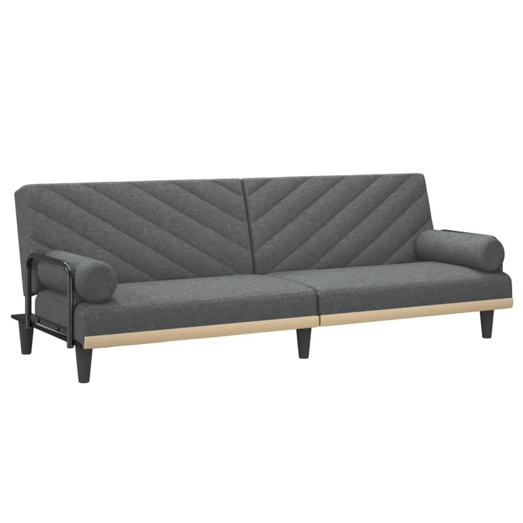Sofa-lova su porankiais, tamsiai pilkos spalvos, audinys
