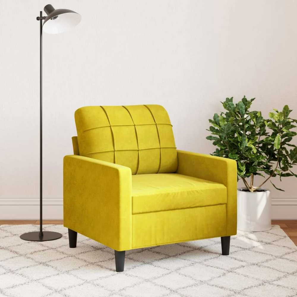 Sofa Krėslas, geltonos spalvos, 60cm, aksomas