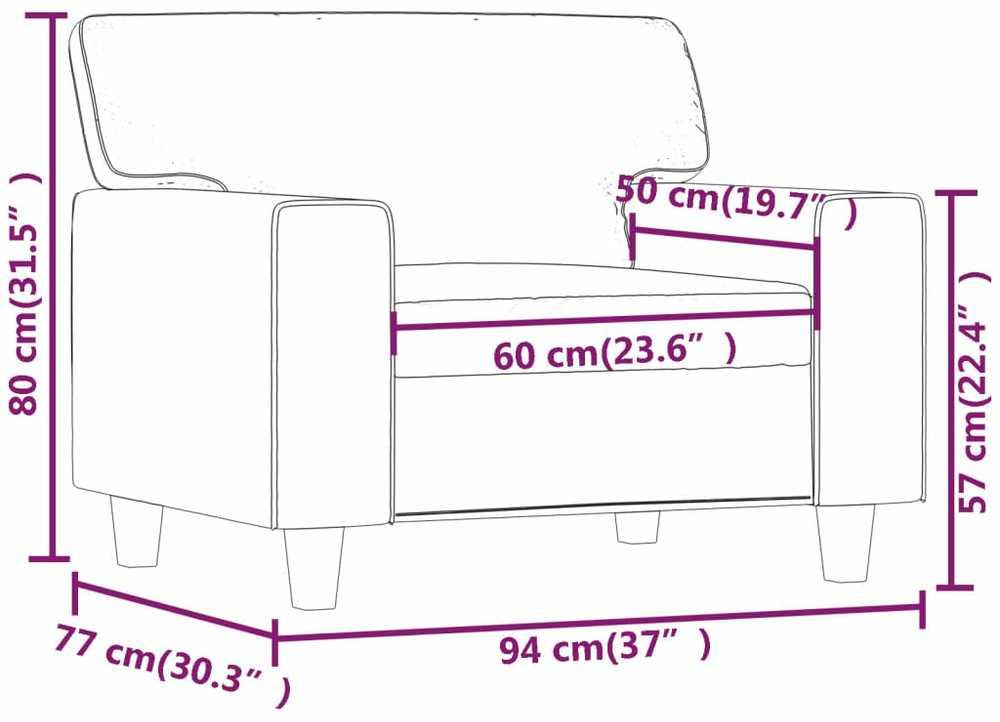 Sofa Krėslas, kreminės spalvos, 60cm, dirbtinė oda