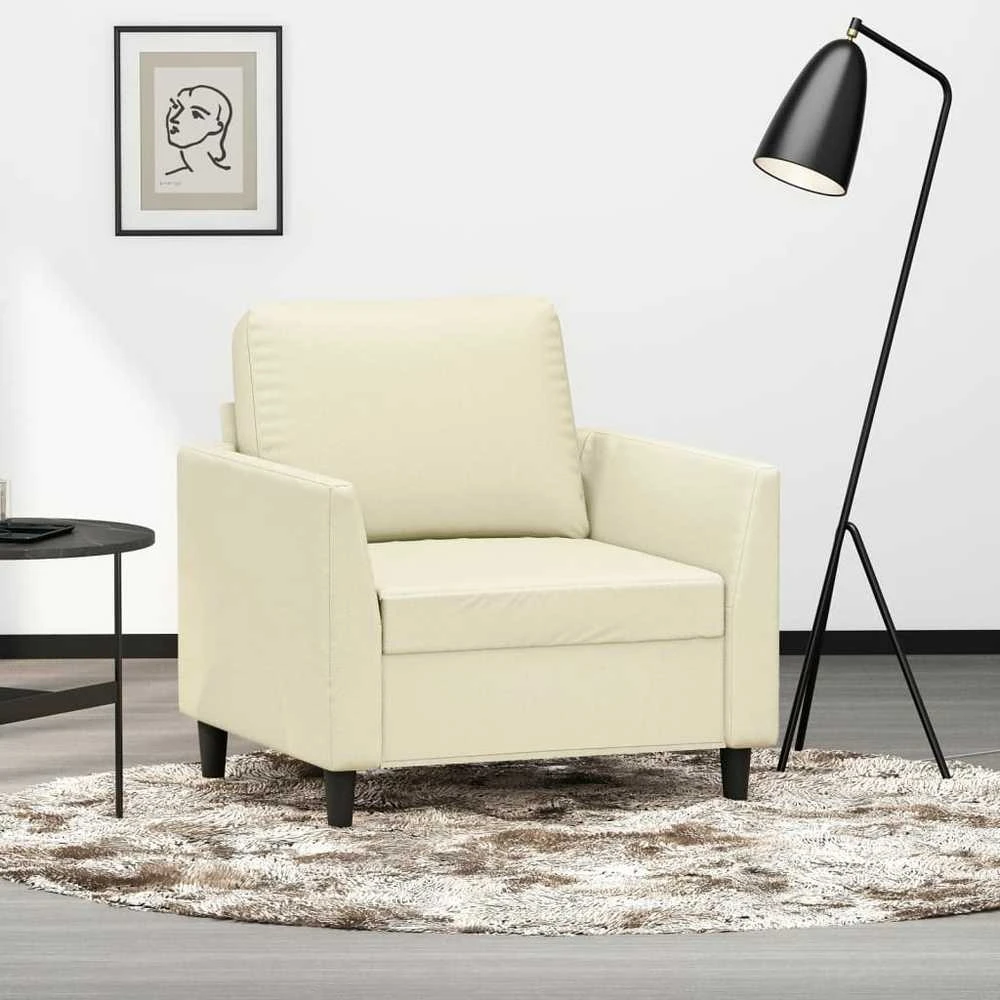 Sofa Krėslas, kreminės spalvos, 60cm, dirbtinė oda