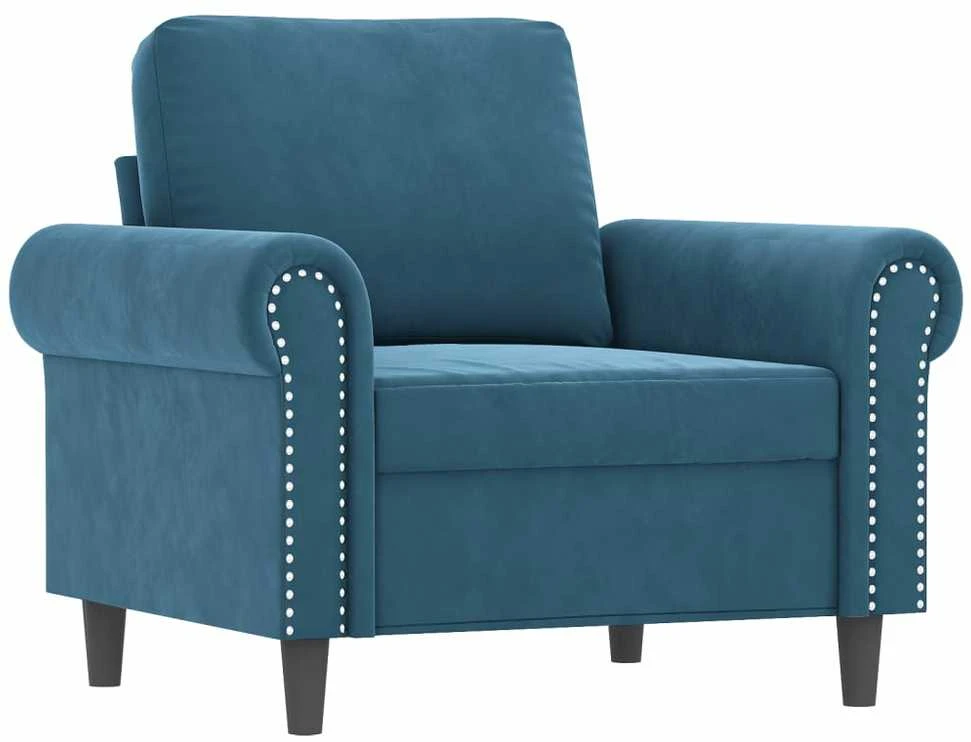 Sofa Krėslas, mėlynos spalvos, 60cm, aksomas