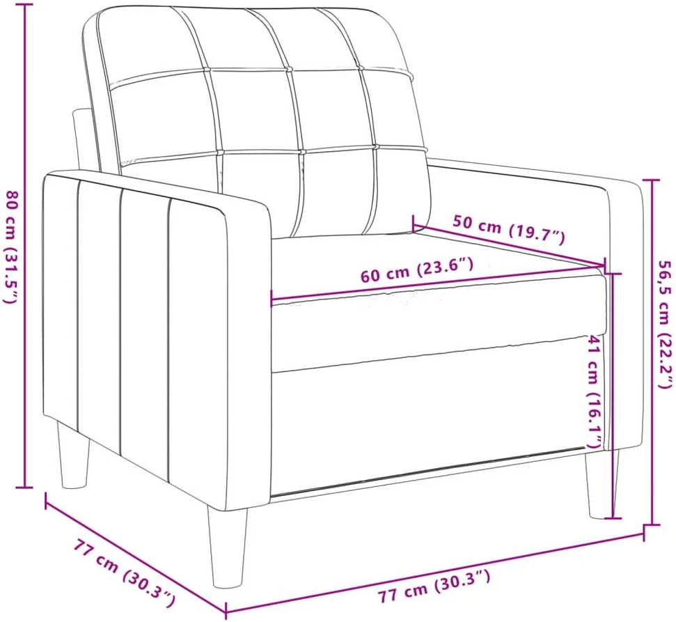 Sofa Krėslas, mėlynos spalvos, 60cm, aksomas