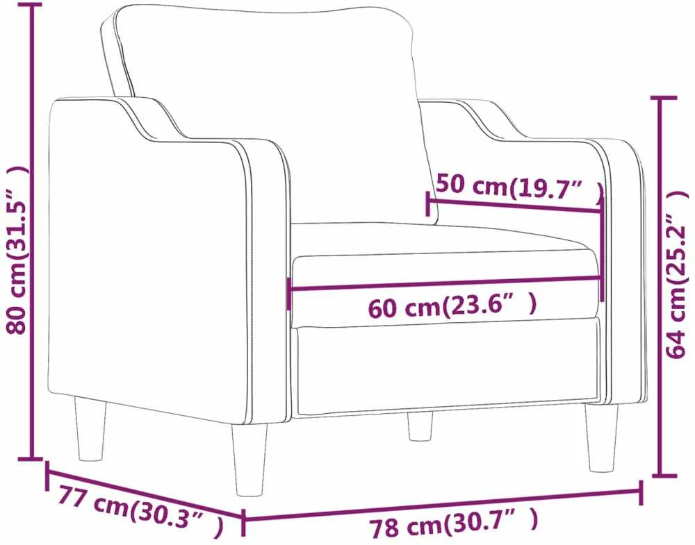 Sofa Krėslas, raudonojo vyno spalvos, 60cm, audinys