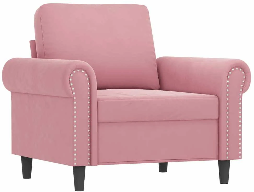 Sofa Krėslas, rožinės spalvos, 60cm, aksomas