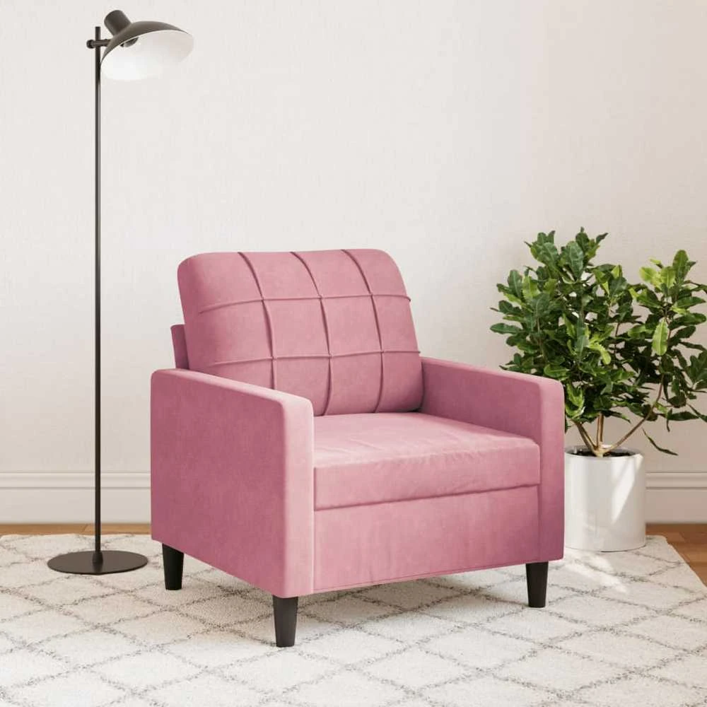 Sofa Krėslas, rožinės spalvos, 60cm, aksomas