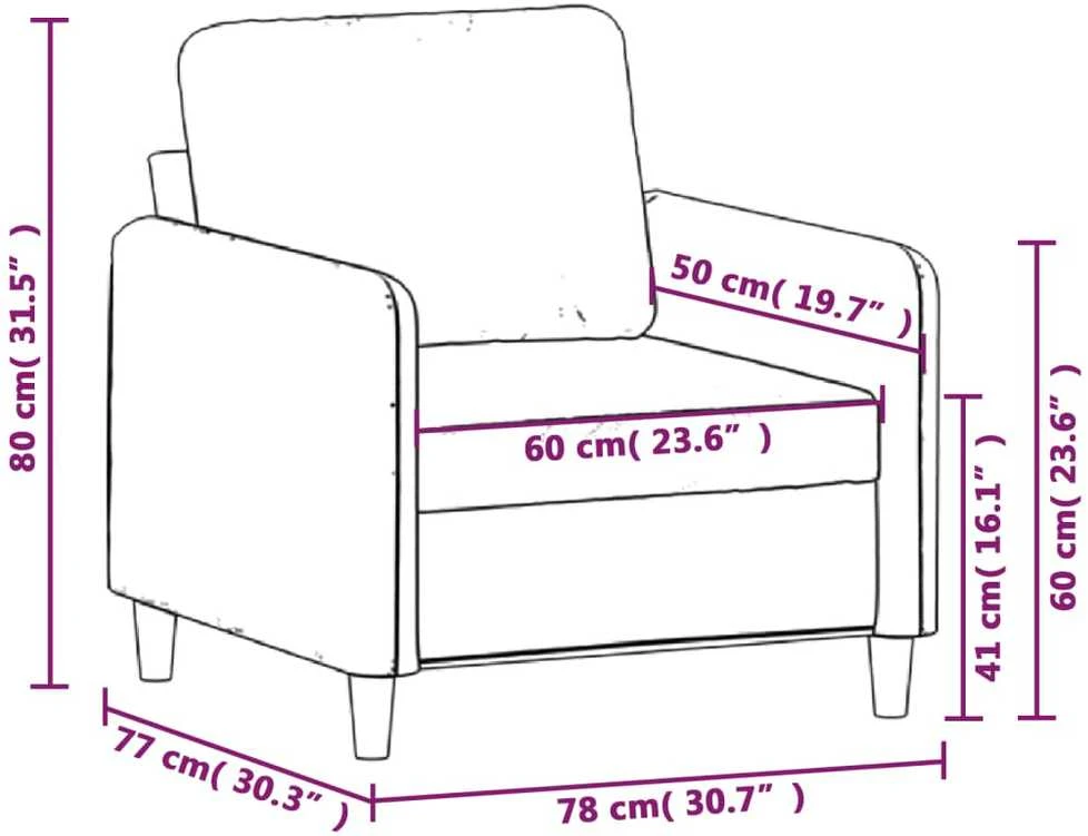 Sofa Krėslas, rudos spalvos, 60cm, aksomas