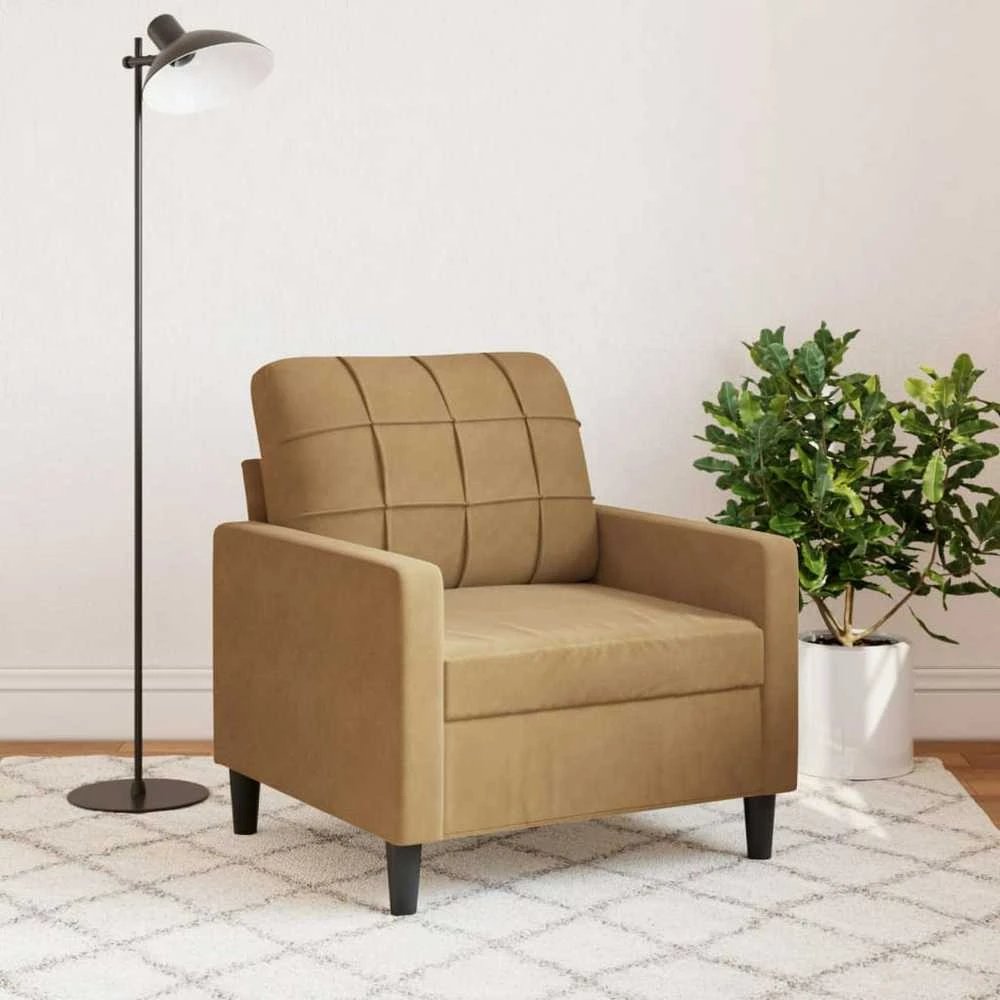 Sofa Krėslas, rudos spalvos, 60cm, aksomas