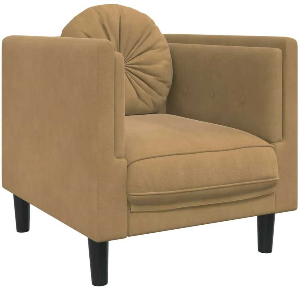 Sofa Krėslas su pagalvėle, rudos spalvos, dirbtinė versta oda