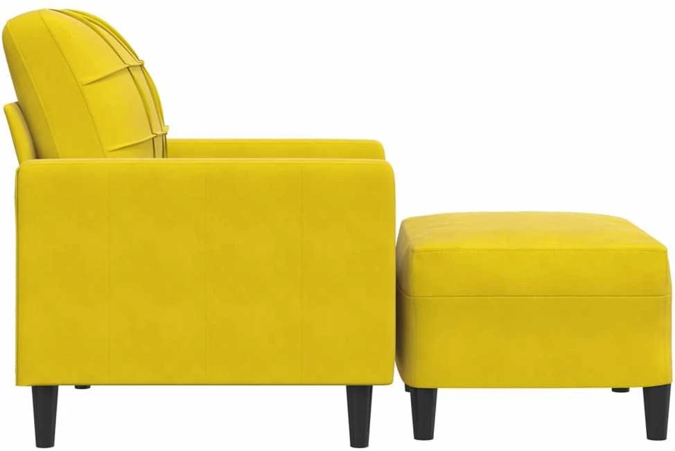 Sofa Krėslas su pakoja, geltonos spalvos, 60cm, aksomas