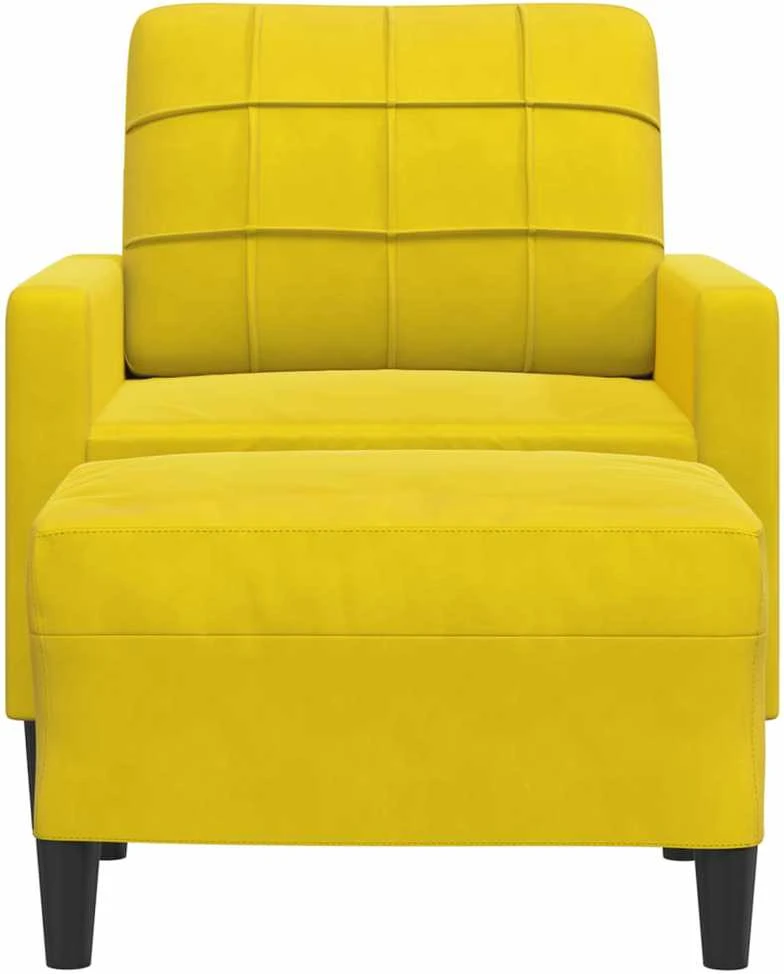 Sofa Krėslas su pakoja, geltonos spalvos, 60cm, aksomas