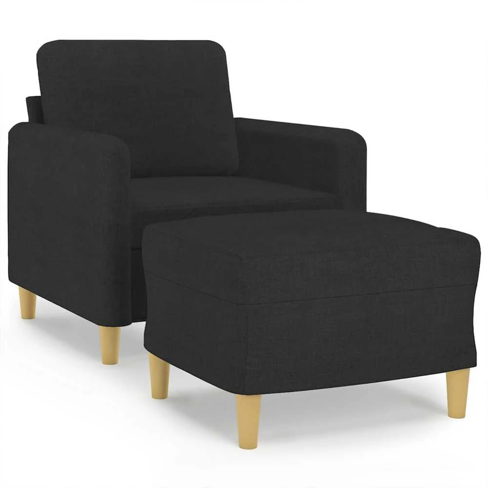 Sofa Krėslas su pakoja, juodos spalvos, 60cm, audinys