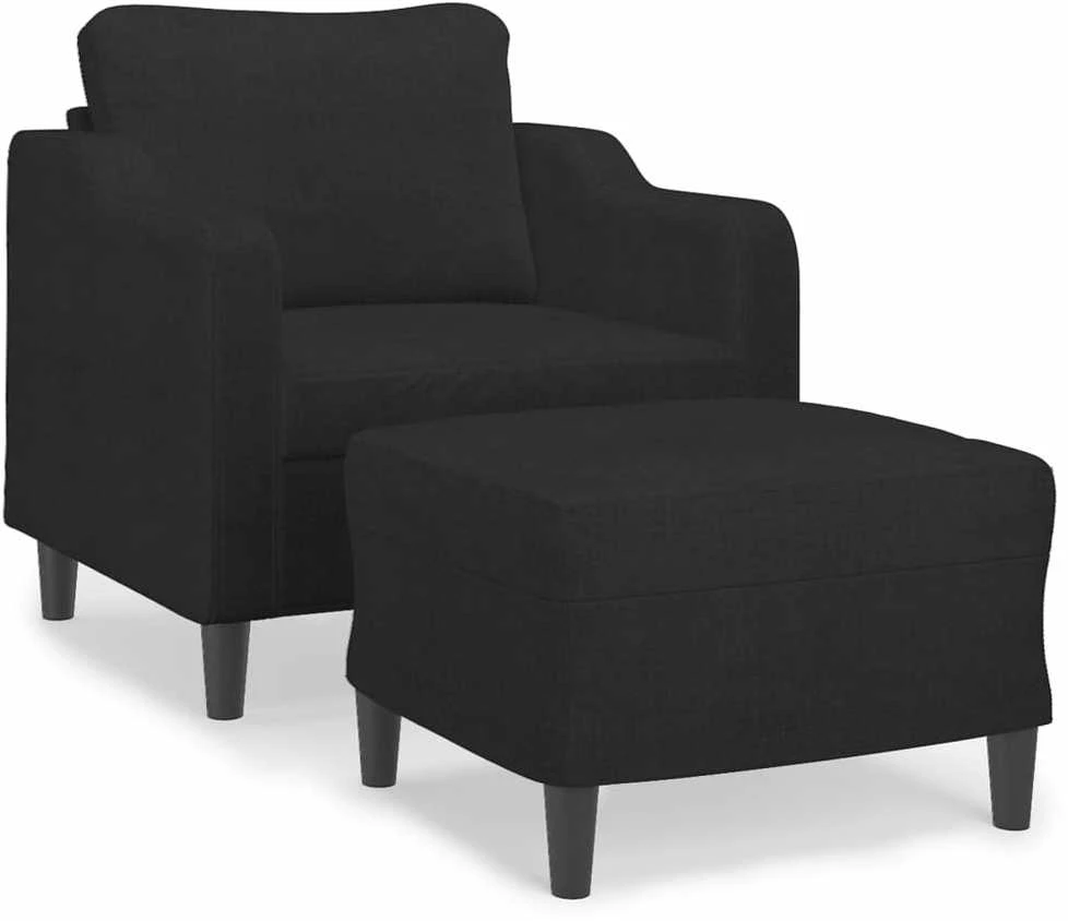 Sofa Krėslas su pakoja, juodos spalvos, 60cm, audinys