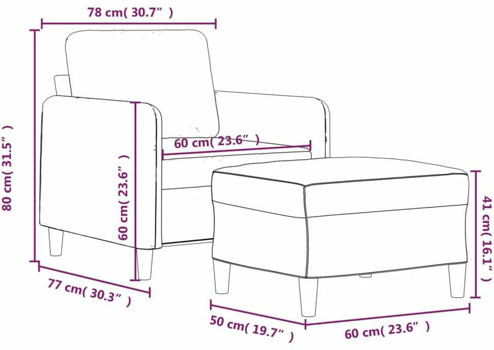 Sofa Krėslas su pakoja, juodos spalvos, 60cm, audinys