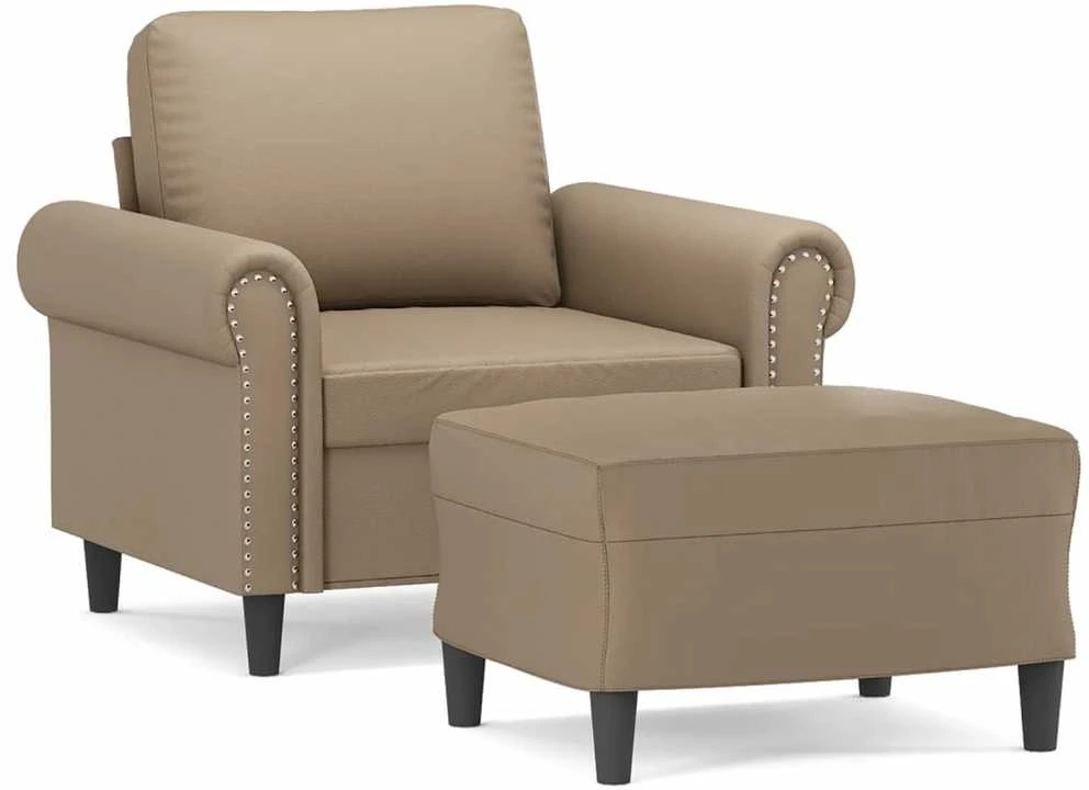 Sofa Krėslas su pakoja, kapučino spalvos, 60cm, dirbtinė oda