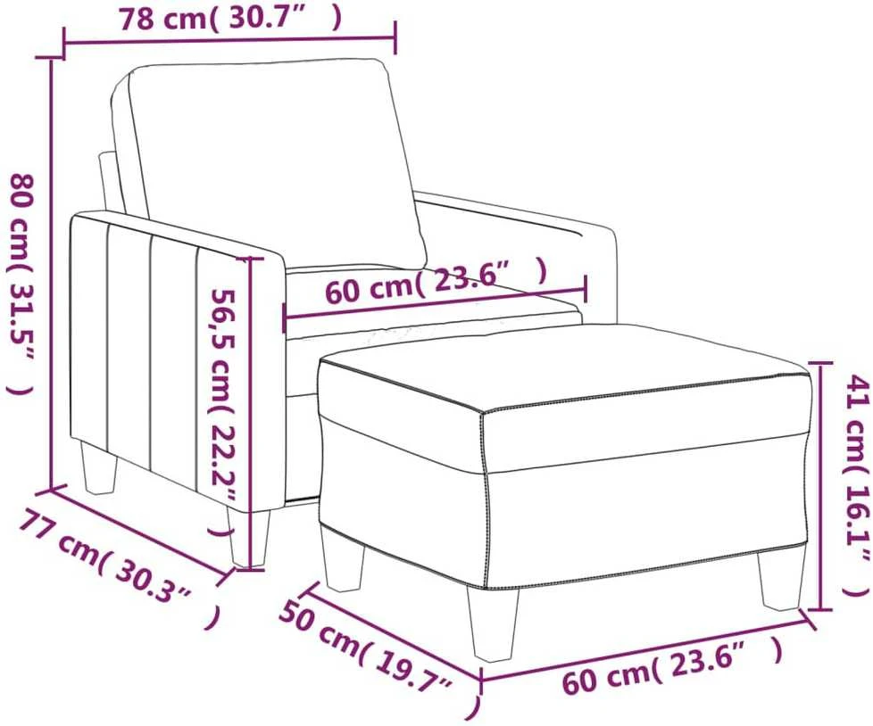 Sofa Krėslas su pakoja, kapučino spalvos, 60cm, dirbtinė oda