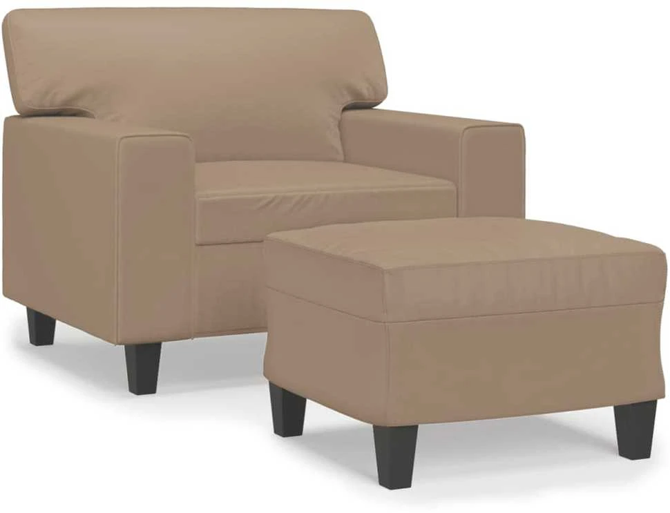 Sofa Krėslas su pakoja, kapučino spalvos, 60cm, dirbtinė oda