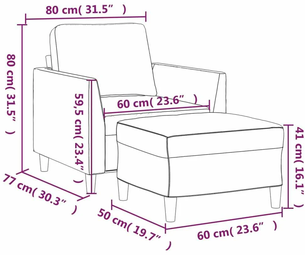 Sofa Krėslas su pakoja, kreminės spalvos, 60cm, dirbtinė oda