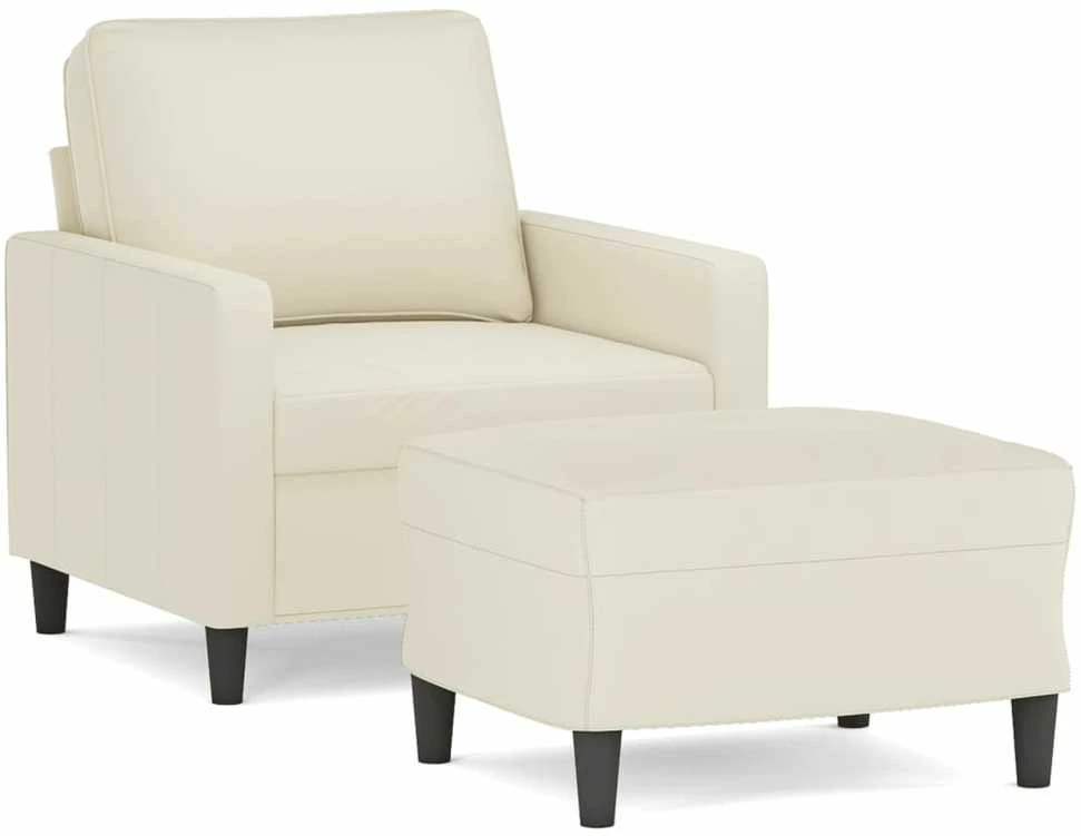 Sofa Krėslas su pakoja, kreminės spalvos, 60cm, aksomas
