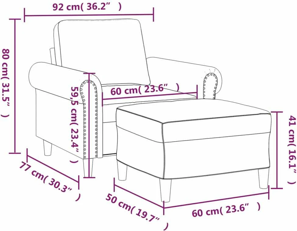 Sofa Krėslas su pakoja, kreminės spalvos, 60cm, dirbtinė oda